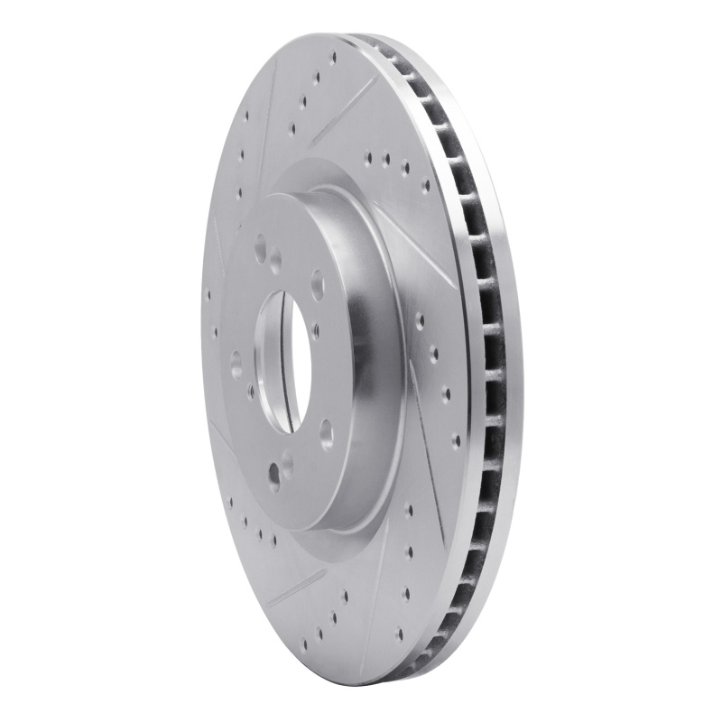 Acura TL Brake Rotor (1) - Front Left - R1 Concepts - Drilled & Slotted - Silver - `09-`14